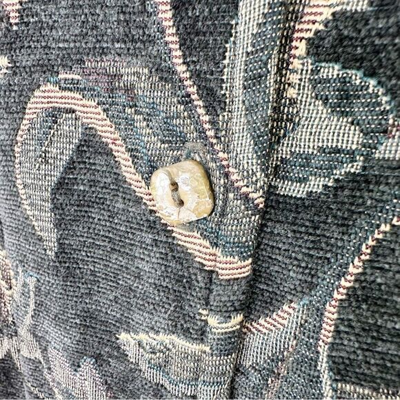 Coldwater creek green tapestry, printed long sleeve button up jacket coat Sz L - Picture 4 of 10